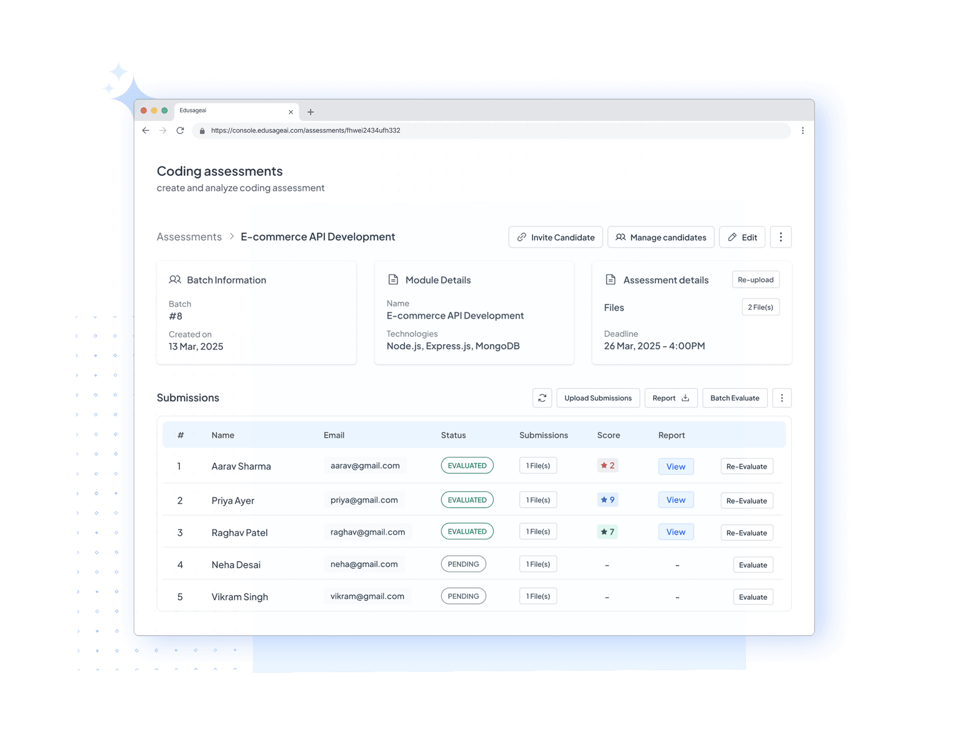 AI test grader dashboard for teachers